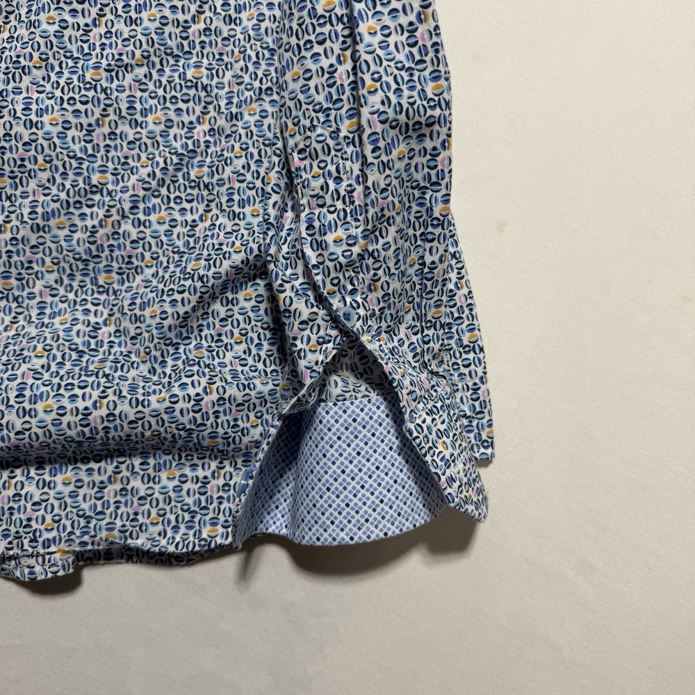 Johnston & Murphy Long Sleeve Button Down Shirt Mens L Blue Geometric Print - Picture 11 of 11